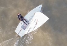 A seagull's view of John Tappenden winning the Summer Series in his Laser