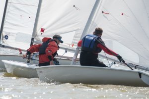 Too close for comfort - Ken Potts and Jono Dunnett pushing their Lasers to the limit