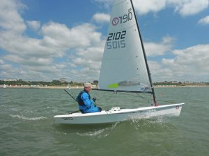 Martin Chivers in his RS Aero 7, who held off two of the RS Aero 9 sailors