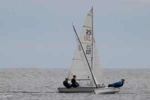 Close encounter -  John and Sarah Heath, in their RS200, cut behind Dave Perkins' RS Aero (photo thanks - Colin N Waddell)