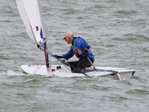 Yvonne Gough out in the race in her Laser Radial