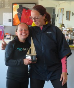 Annabelle collects the Swallow Trophy on behalf of the winning team - The Frankie's Stein