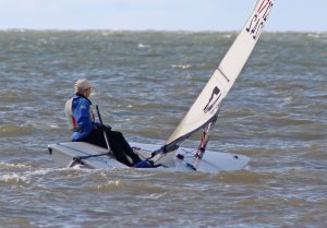  Yvonne Gough heads to the first mark in her Laser