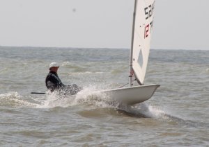 Paul Jackson giving his Laser some "wellie"