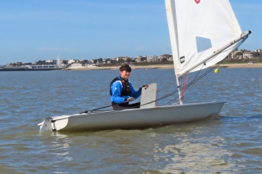 Arlo Atkins, in his Laser, hopes for a bit more wind