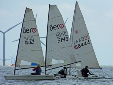 Ella Langfeldt, Andy Cornforth and Jono Dunnett overhaul Simon Kedge as they head to the Preston Park buoy