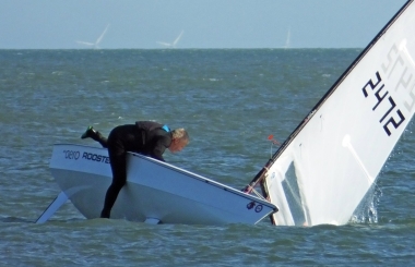 Brian Allen rights his RS Aero during the Summer Series race